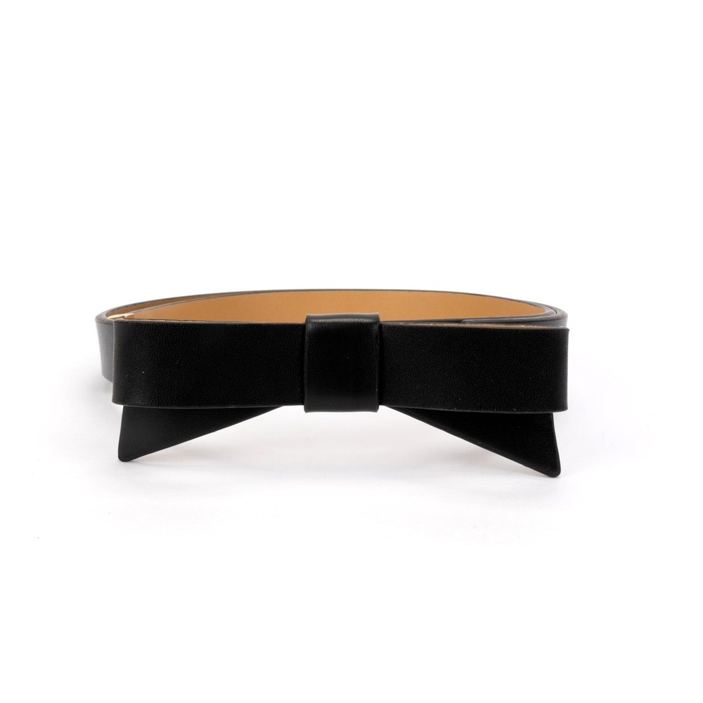 NWT Kate Spade New York Womens 0.75 Inch Bow Belt Black Leather‎ Small